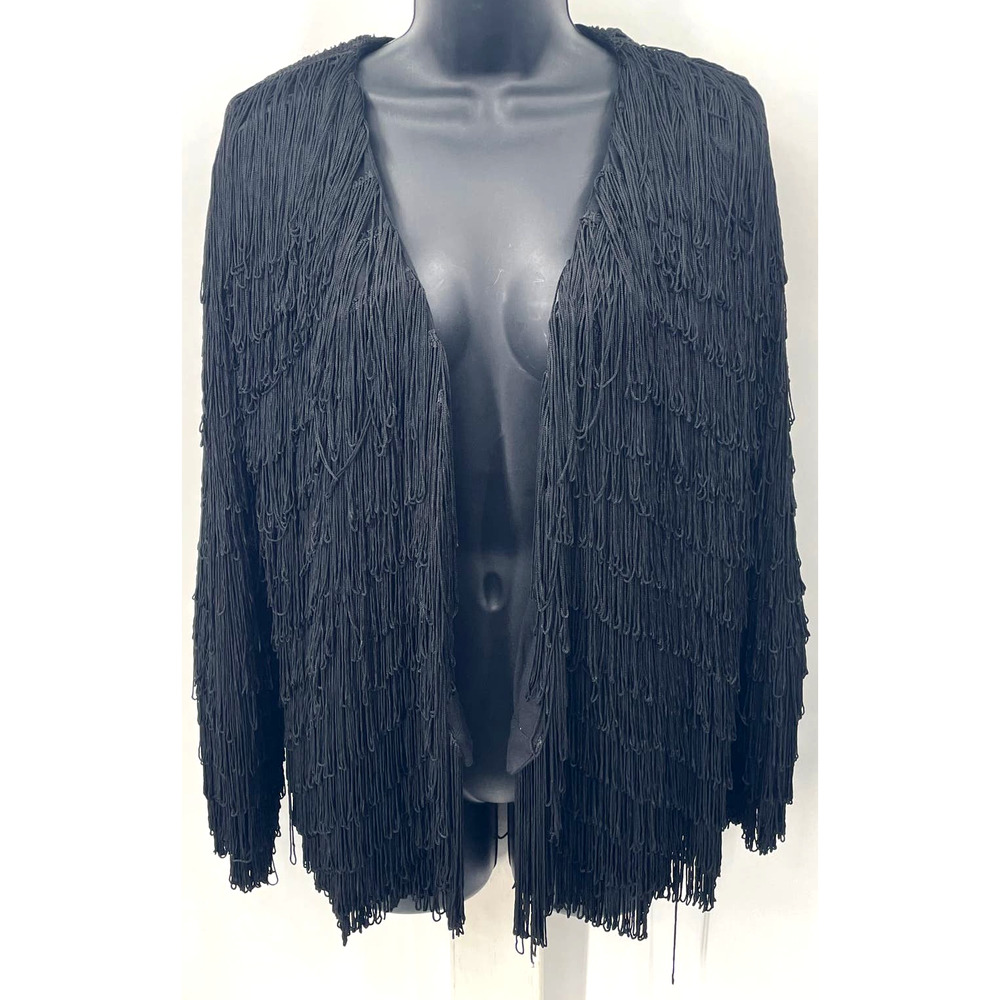 Anthropologie Fringed Long-Sleeve Jacket by Vanessa Virginia Size Medium